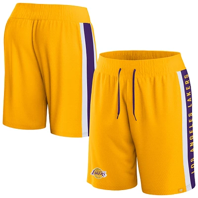 Short en maille emblématique Fanatics Gold Los Angeles Lakers Referee pour hommes