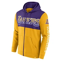 Fanatics Gold Los Angeles Lakers Walk Off Fleece Full-Zip pour hommes - Sweat à capuche