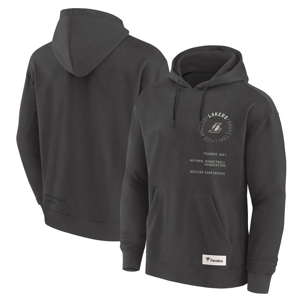 Men's Fanatics Gray Los Angeles Lakers Future Ground Info Elements Premium Pullover Hoodie
