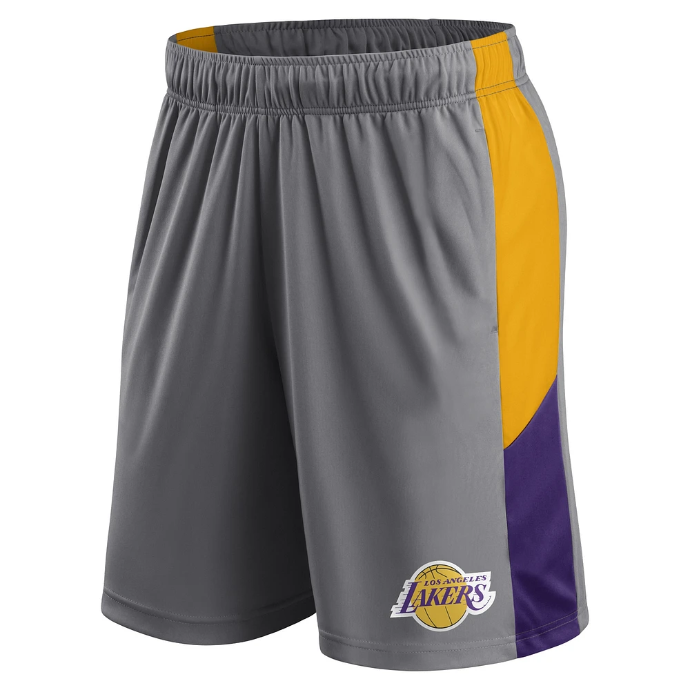 Men's Fanatics  Gray Los Angeles Lakers Practice Performance Shorts