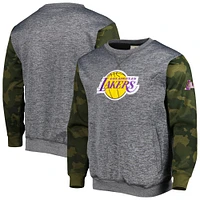 Men's Fanatics Heather Charcoal Los Angeles Lakers Camo Stitched Sweatshirt