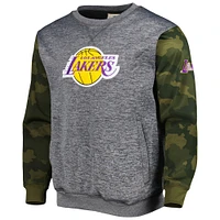 Sweat-shirt cousu camouflage Fanatics Heather Charcoal Los Angeles Lakers pour hommes