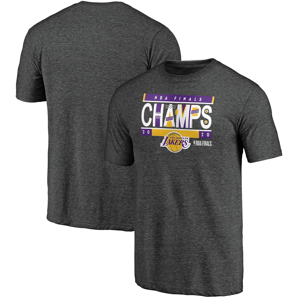 Men's Fanatics Heather Gray Los Angeles Lakers 2020 NBA Finals Champions Bank Shot Tri-Blend T-Shirt