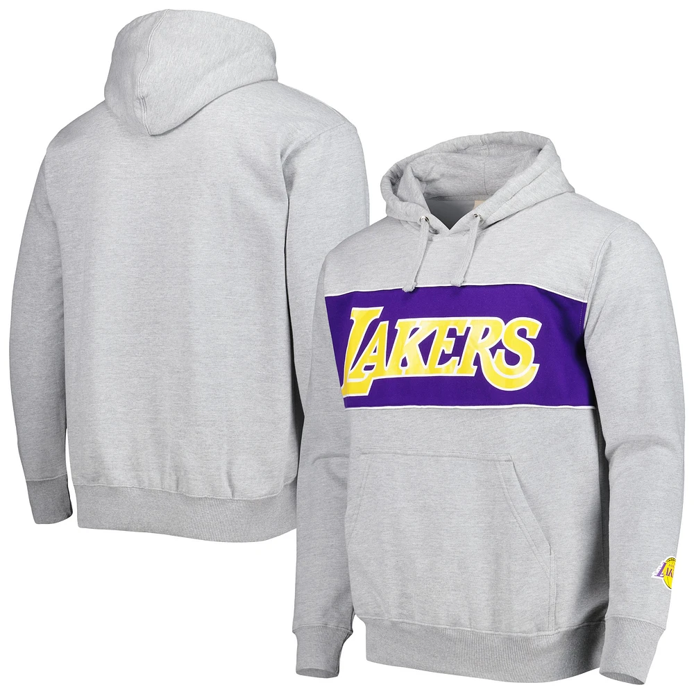 Men's Fanatics Heather Gray Los Angeles Lakers Wordmark French Terry Pullover Hoodie