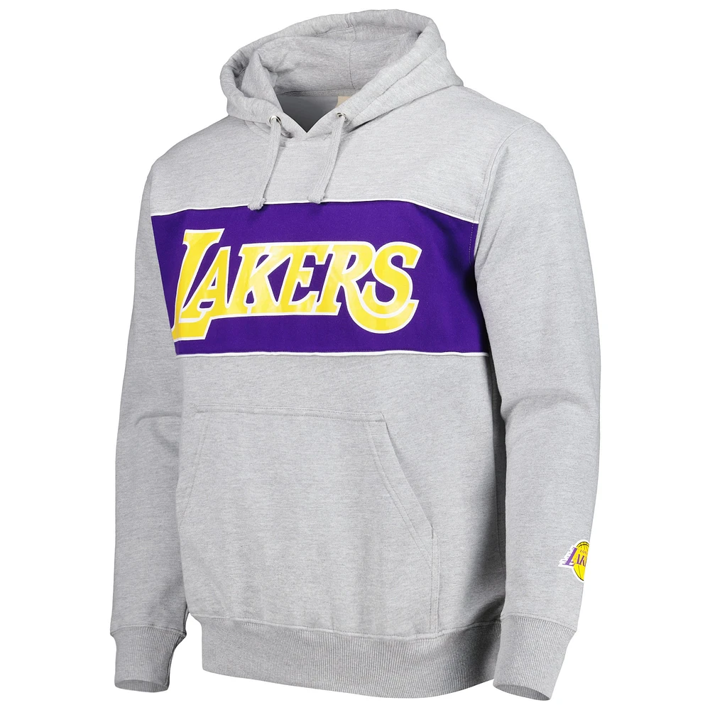 Men's Fanatics Heather Gray Los Angeles Lakers Wordmark French Terry Pullover Hoodie