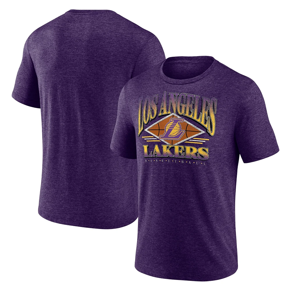 Fanatics Heather Purple pour hommes Los Angeles Lakers True Classics Power Phase - T-shirt triple mélange