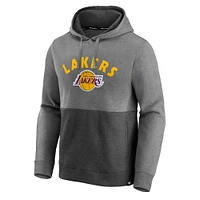 Fanatics pour hommes charbon chiné/noir Los Angeles Lakers Block Party Applique Color Pull à capuche