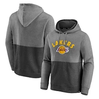 Fanatics pour hommes charbon chiné/noir Los Angeles Lakers Block Party Applique Color Pull à capuche