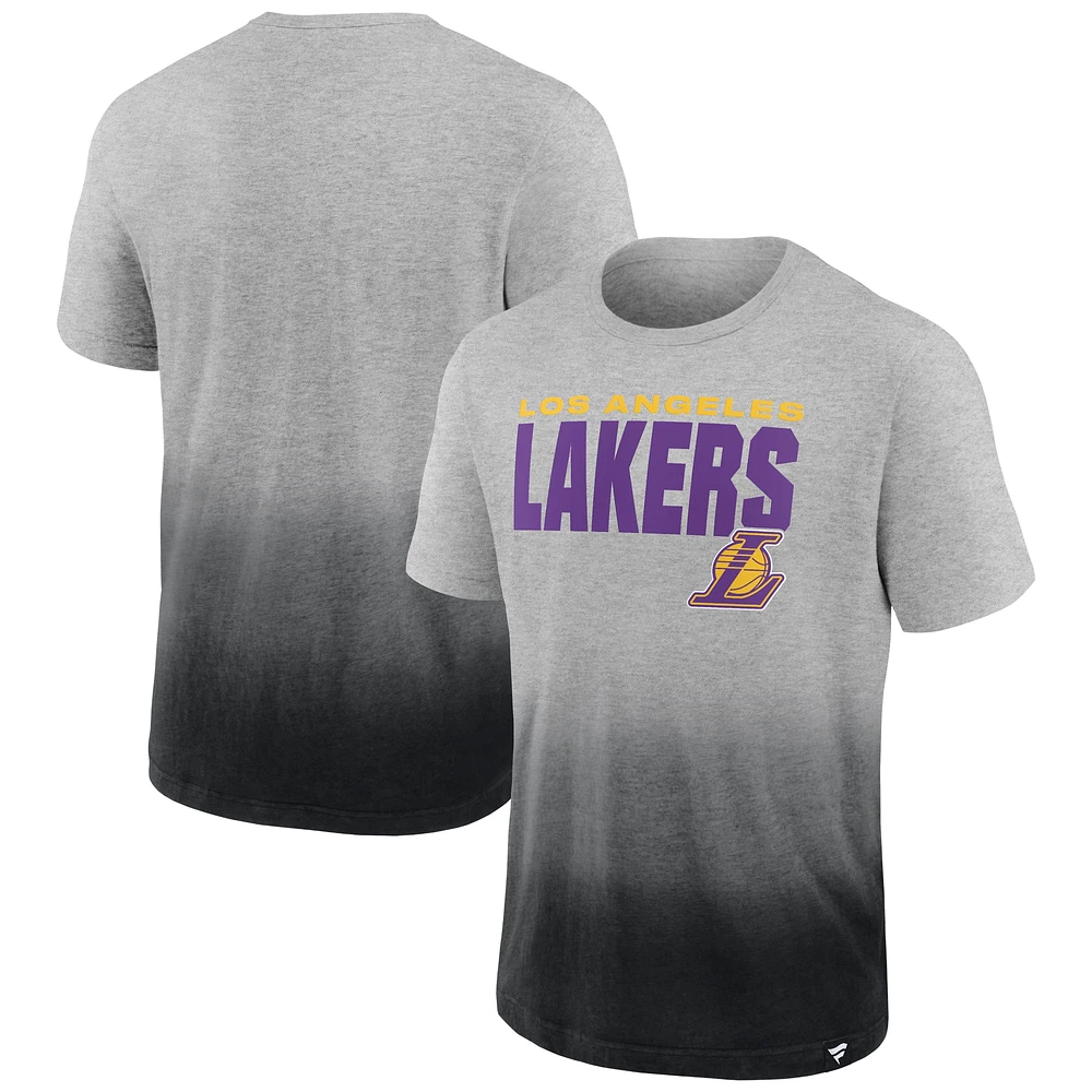 T-shirt Dip-Dye Fanatics pour hommes, gris chiné/noir, Los Angeles Lakers Board Crasher