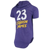 T-shirt à capuche triple mélange Fanatics LeBron James Heathered Purple Los Angeles Lakers pour hommes