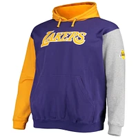 Sweat à capuche double contraste Fanatics pour hommes violet/or Los Angeles Lakers Big & Tall