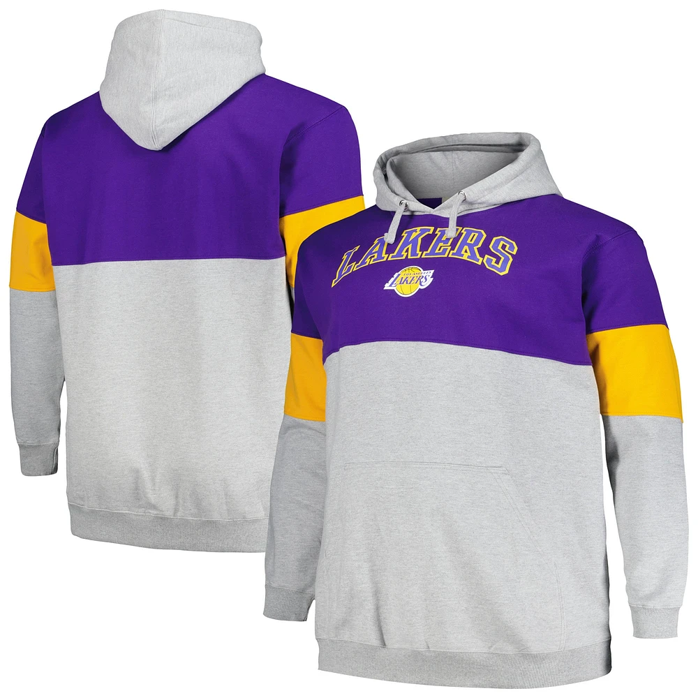 Sweat à capuche Fanatics violet/or pour hommes des Los Angeles Lakers Big & Tall