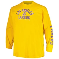 Ensemble t-shirt à manches courtes et longues Fanatics pour hommes violet/or Los Angeles Lakers Big & Tall