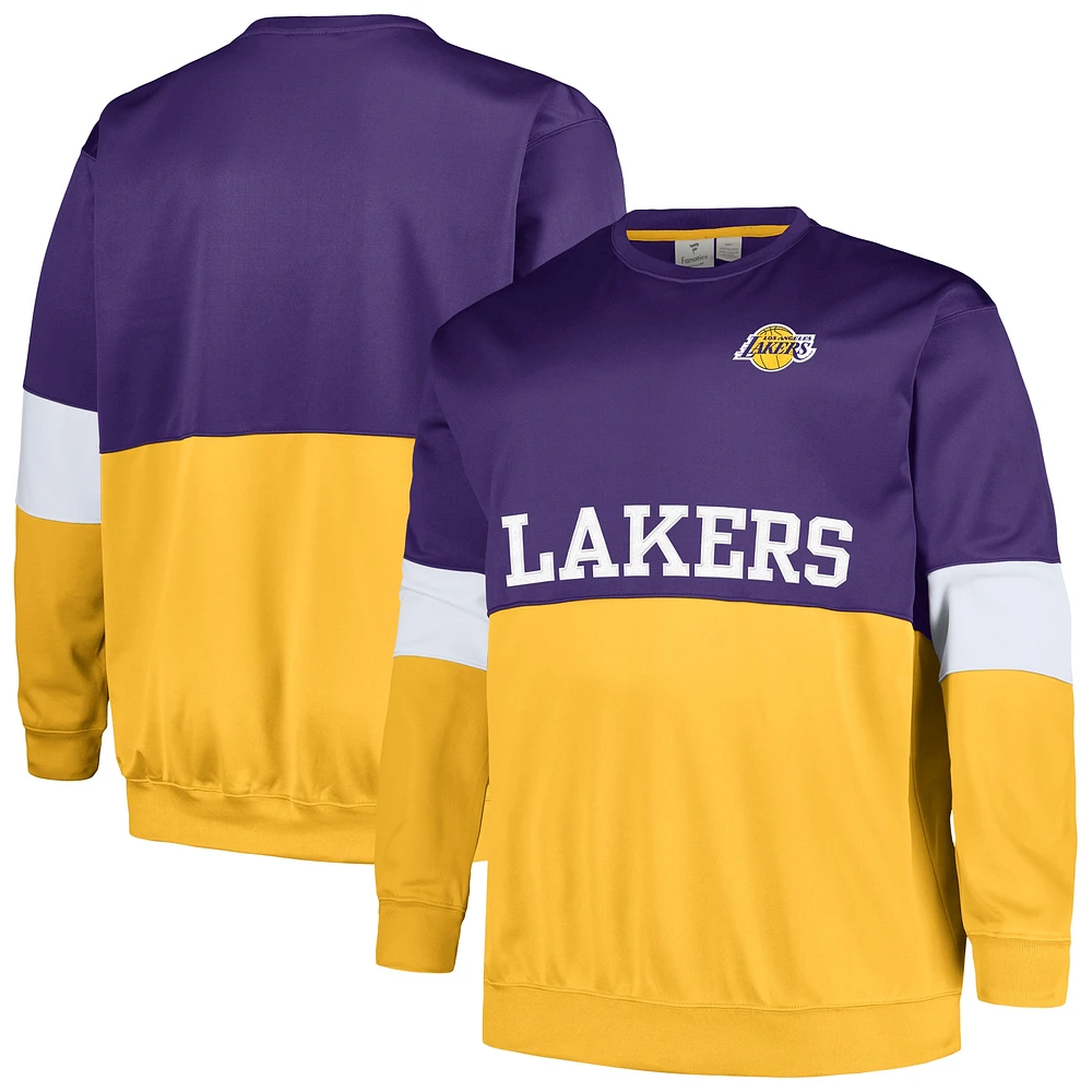 Men's Fanatics Purple/Gold Los Angeles Lakers Big & Tall Split Pullover Sweatshirt