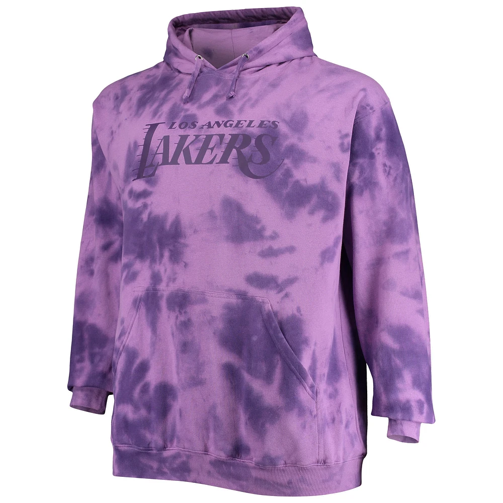 Sweat à capuche violet Fanatics pour hommes des Los Angeles Lakers Big & Tall Wordmark Cloud-Dye