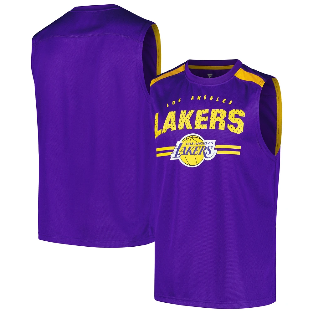 Débardeur musculaire violet Fanatics pour hommes des Los Angeles Lakers Birdseye