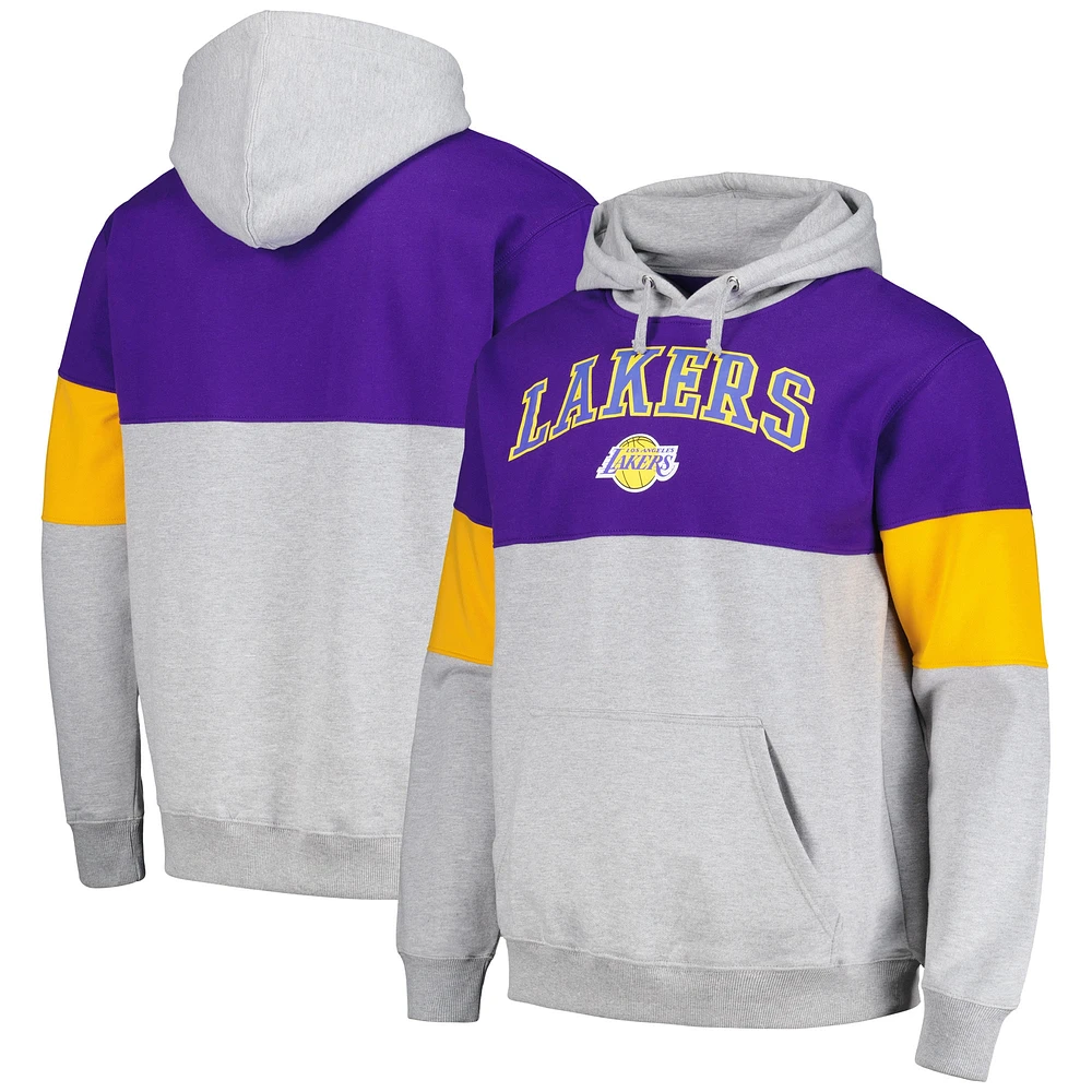 Men's Fanatics Purple Los Angeles Lakers Contrast Pieced Pullover Hoodie