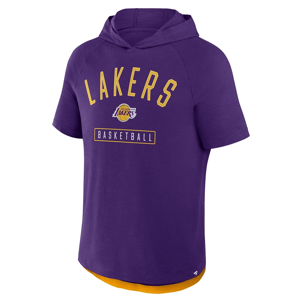 Men's Fanatics Purple Los Angeles Lakers Pass Legend Raglan Hoodie T-Shirt