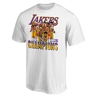 T-shirt blanc Fanatics pour hommes des Los Angeles Lakers 2020 NBA Finals Champions Team Caricature