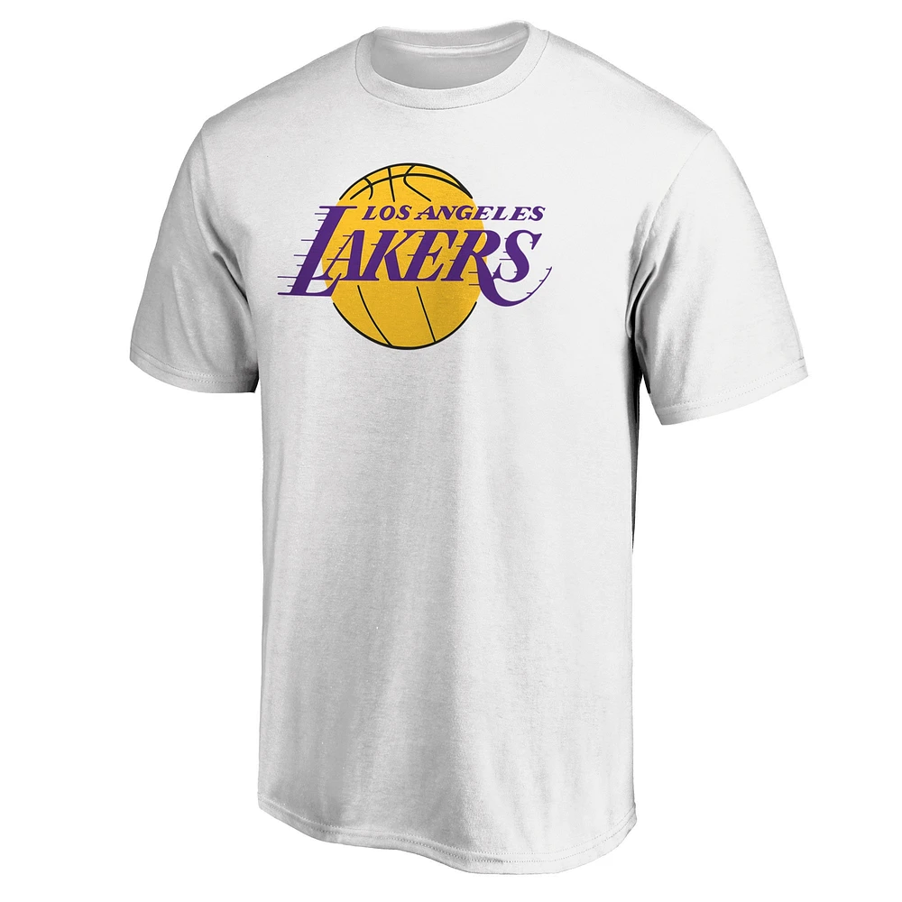 T-shirt blanc avec logo de l'équipe principale des Los Angeles Lakers Fanatics pour hommes