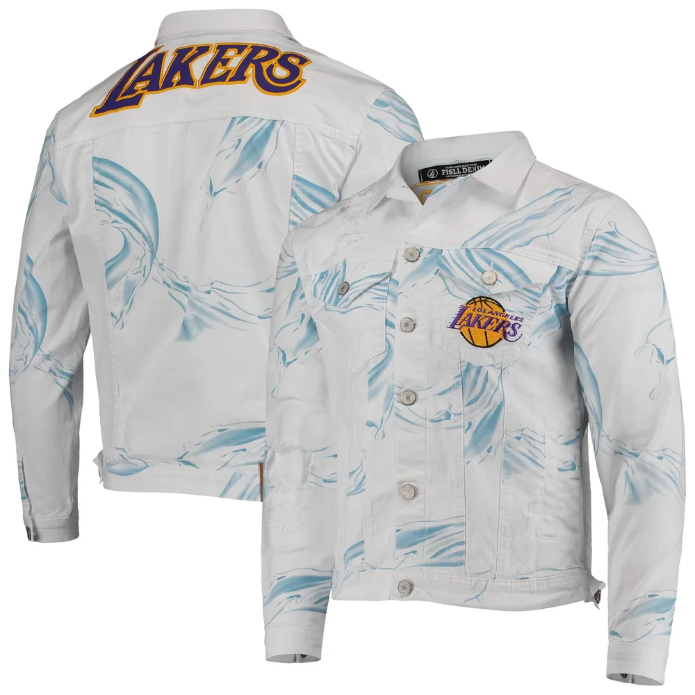 Lids Los Angeles Lakers FISLL Ice Cloud Denim Jacket - White