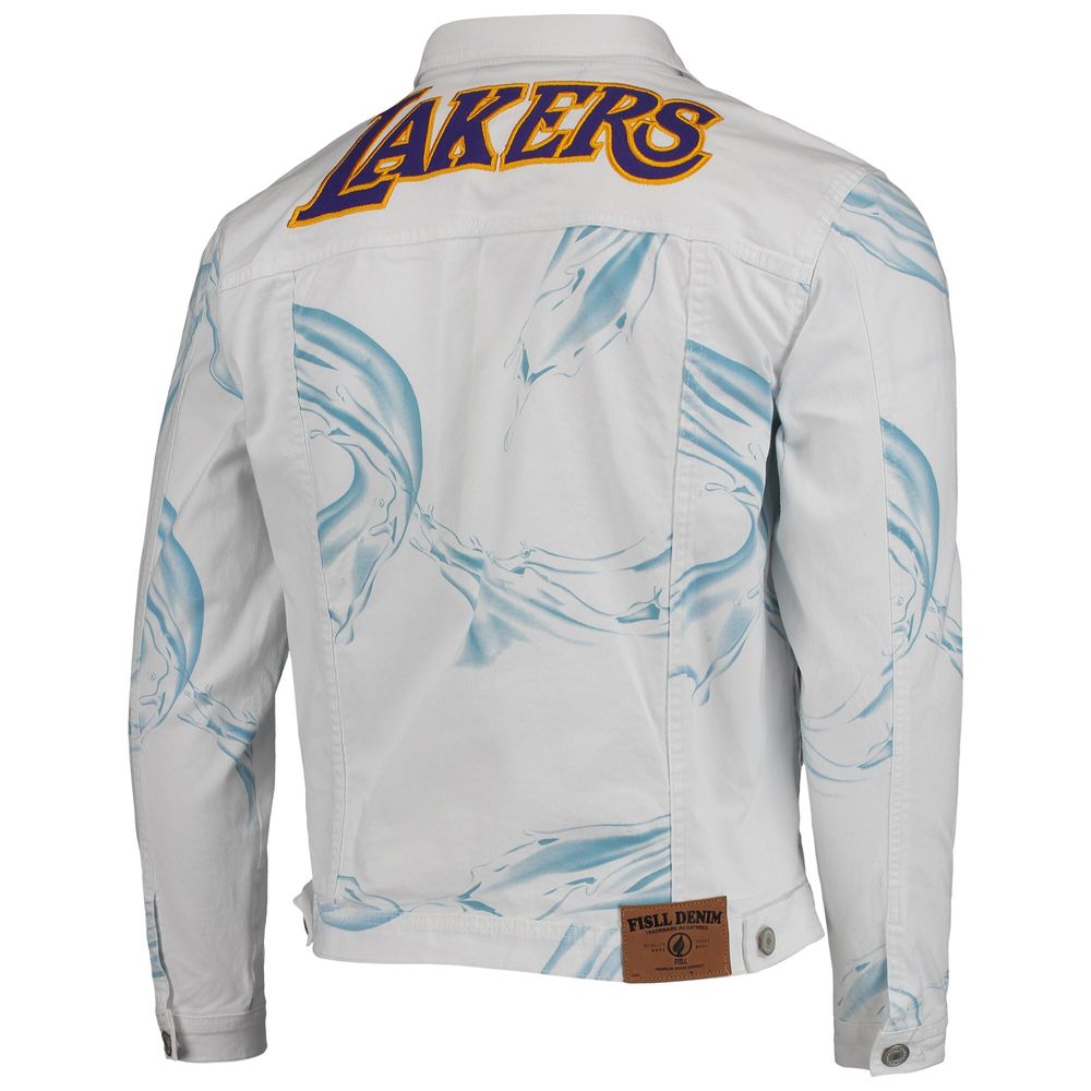 Men's FISLL White Los Angeles Lakers Ice Cloud Denim Jacket