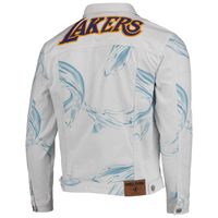 Men's FISLL White Los Angeles Lakers Ice Cloud Denim Jacket