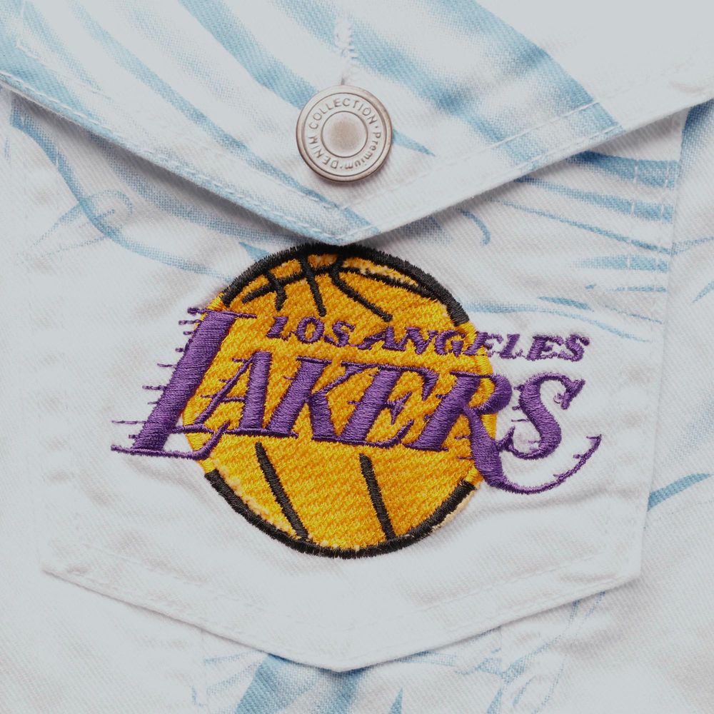 Men's FISLL White Los Angeles Lakers Ice Cloud Denim Jacket