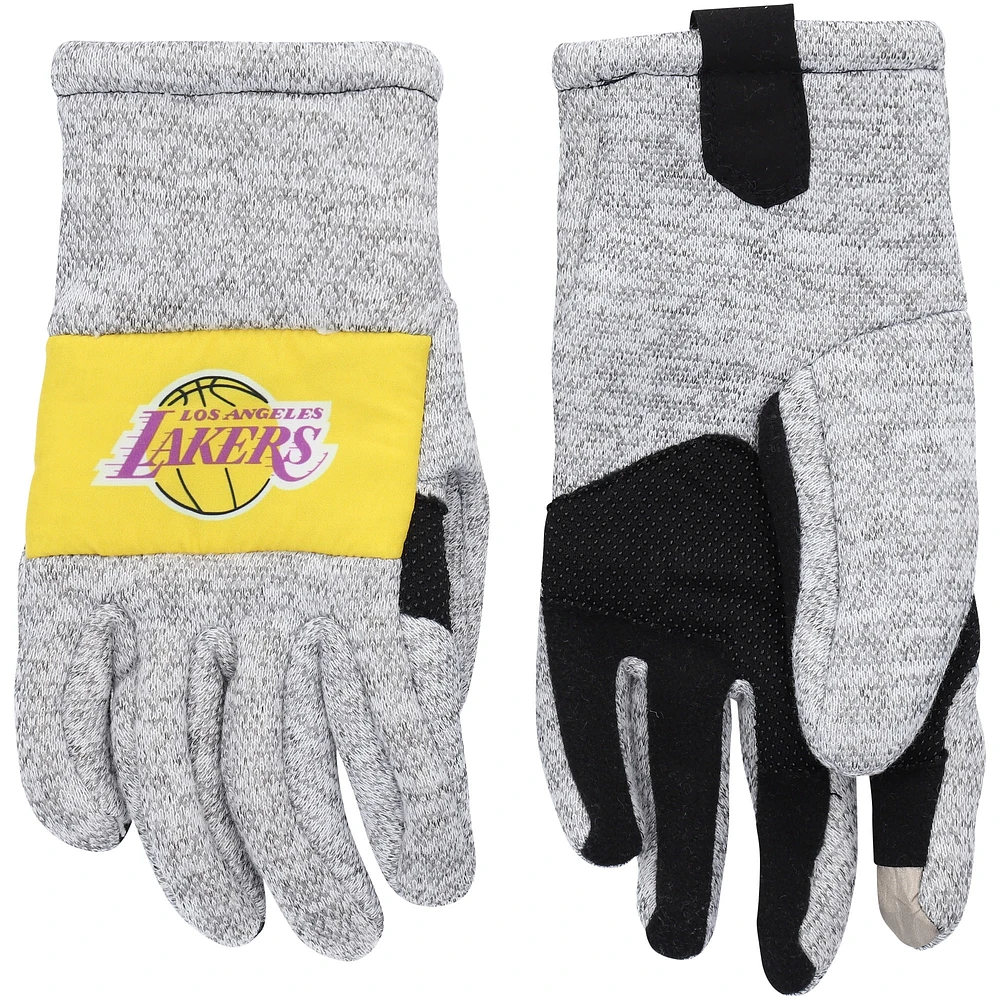 Gants en tricot gris pour hommes FOCO Los Angeles Lakers Team