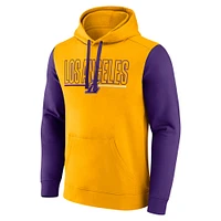 Sweat à capuche blocs de couleurs pour homme Los Angeles Lakers Gold Outline