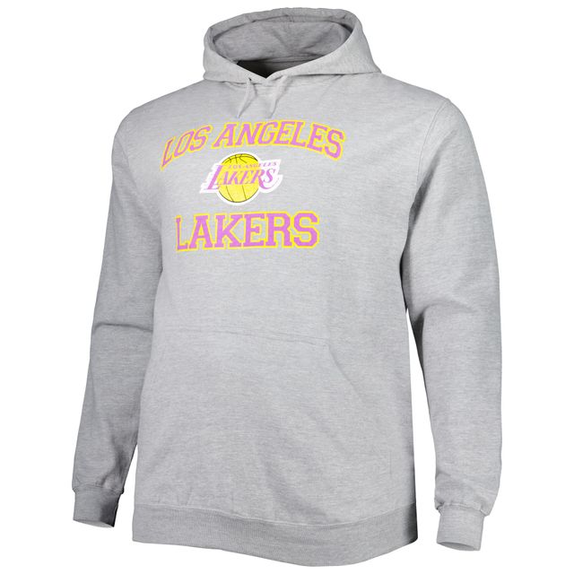 Sweat à capuche gris chiné Los Angeles Lakers Big & Tall Heart Soul pour homme