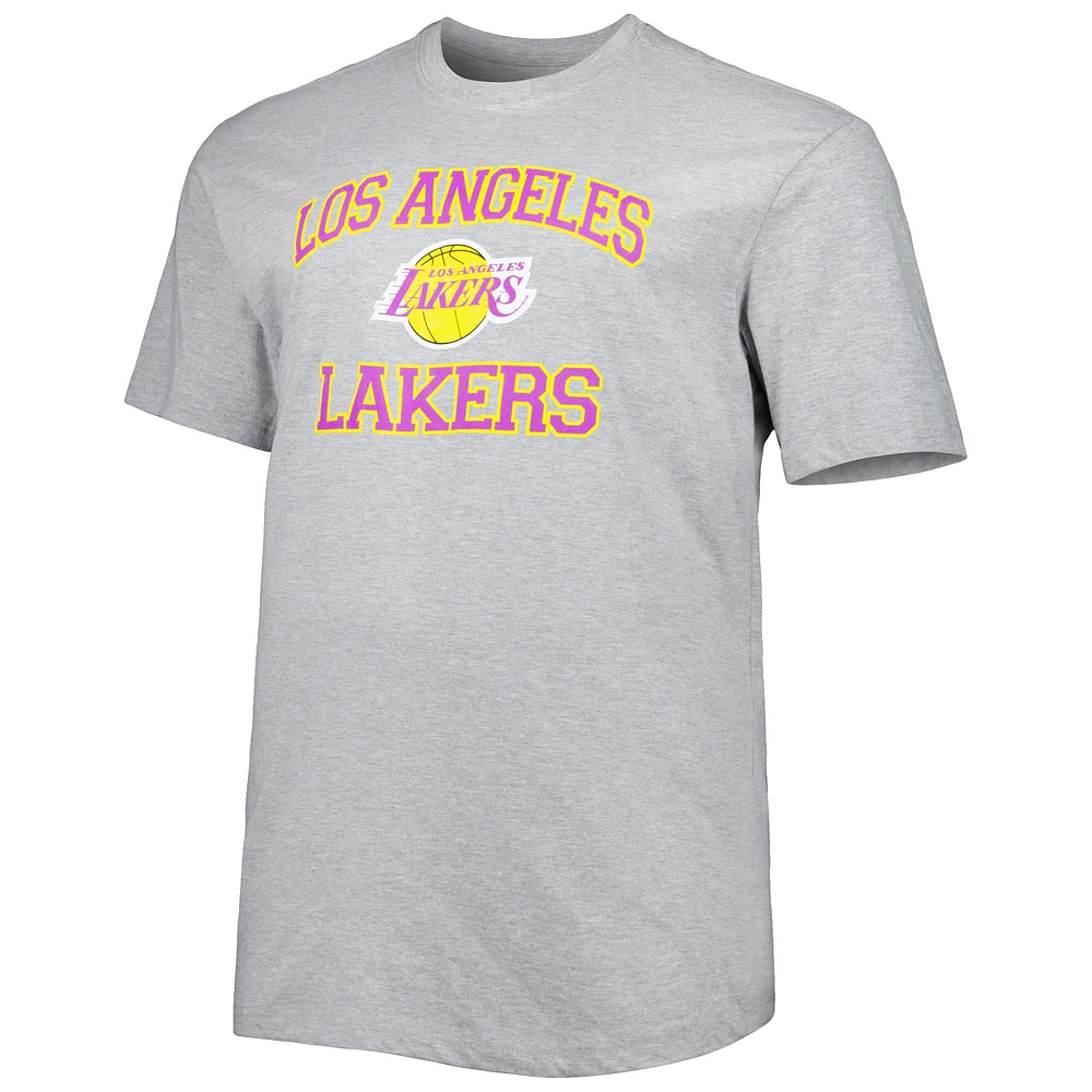 T-shirt Los Angeles Lakers Big & Tall Heart Soul gris chiné pour homme