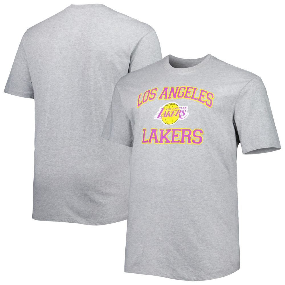 Men's Heathered Gray Los Angeles Lakers Big & Tall Heart Soul T-Shirt