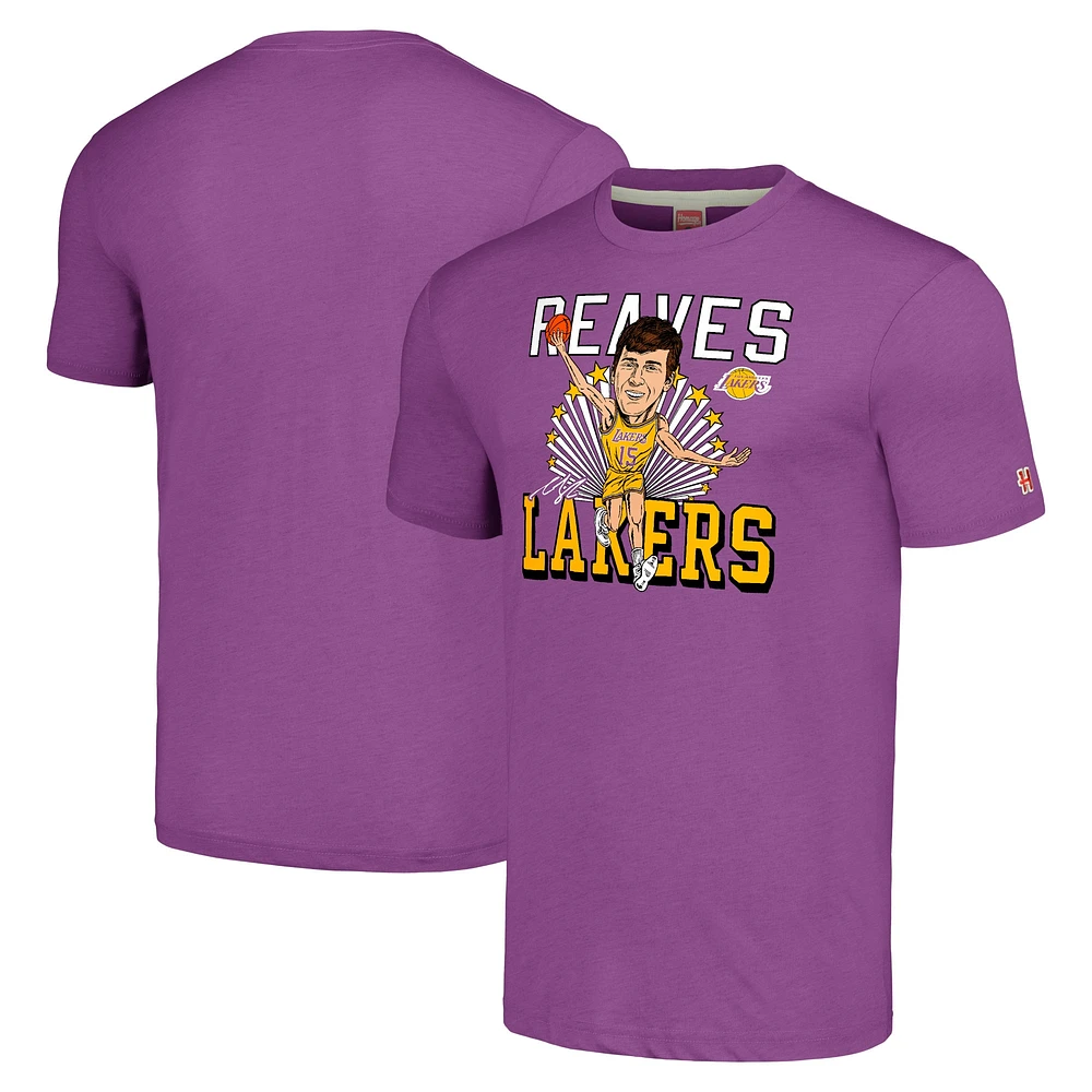 Hommage pour hommes Austin Reaves Violet Los Angeles Lakers Caricature Tri-Blend T-shirt