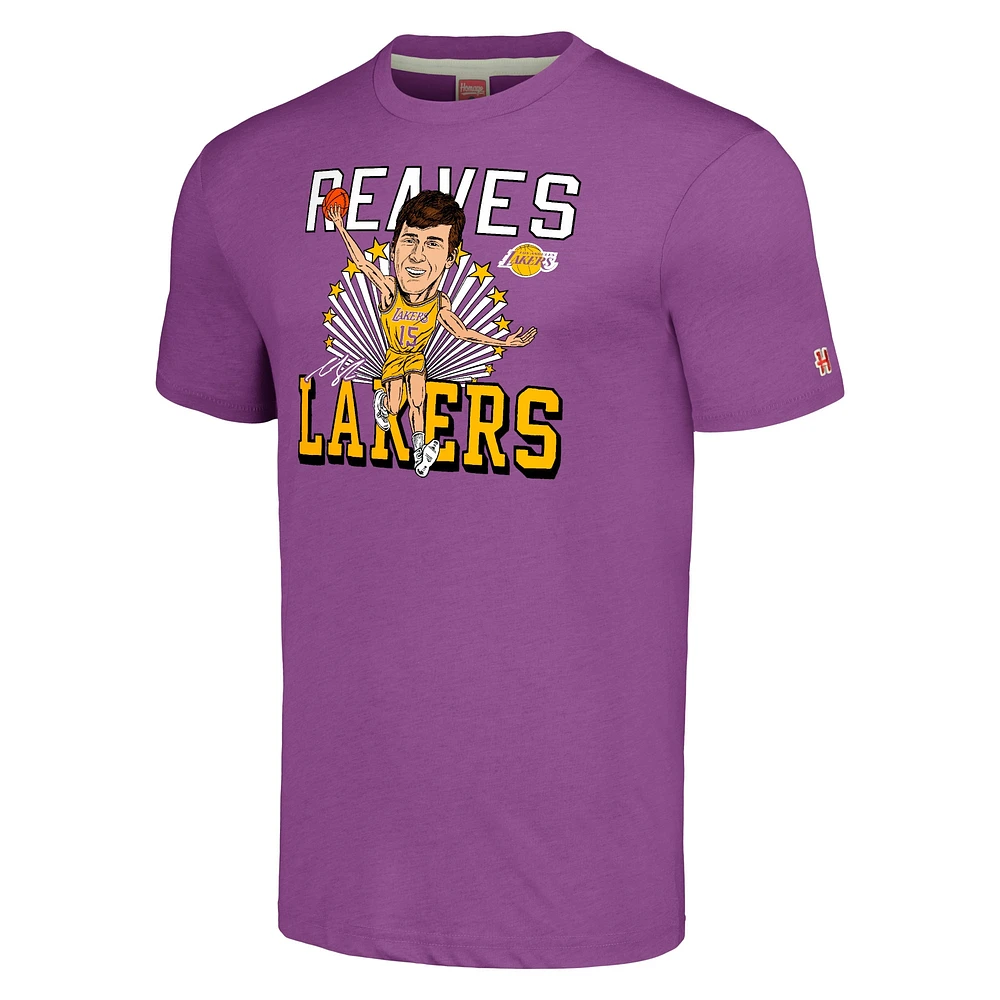 Hommage pour hommes Austin Reaves Violet Los Angeles Lakers Caricature Tri-Blend T-shirt