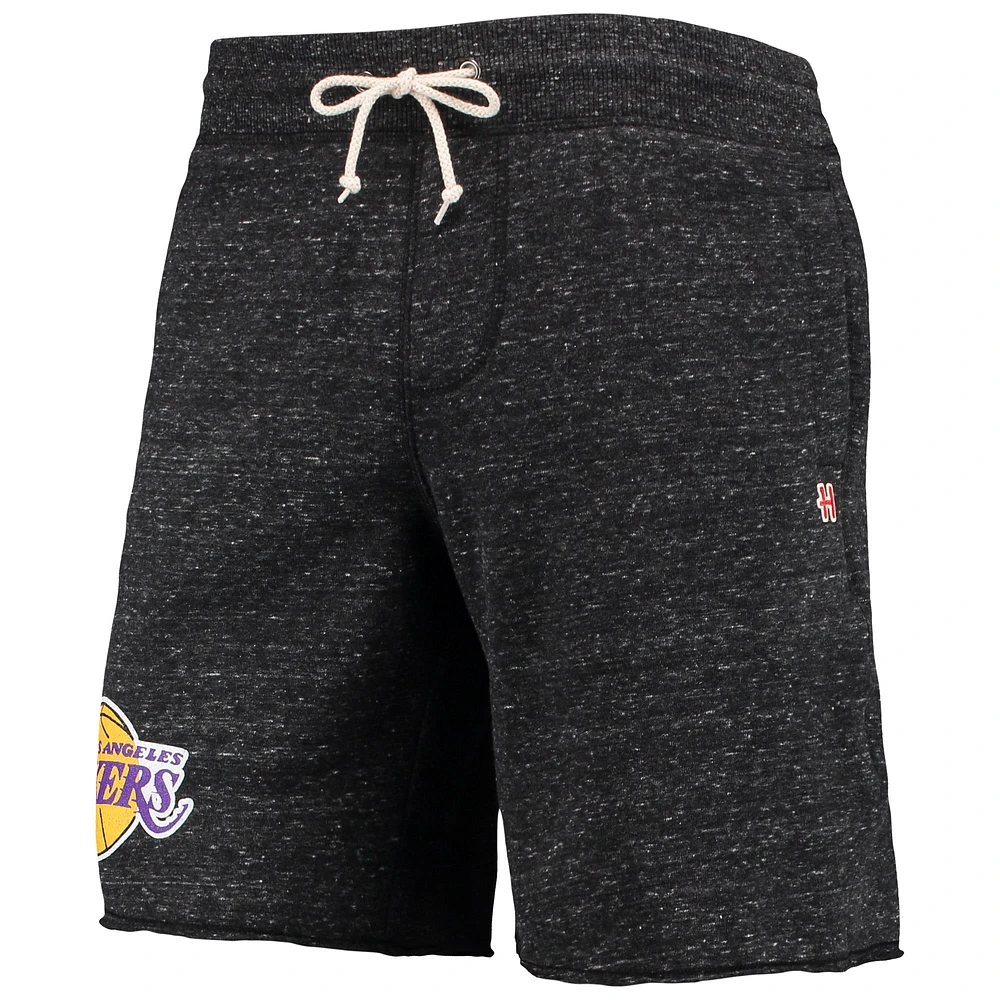 Men's Homage Charcoal Los Angeles Lakers Primary Logo Tri-Blend Sweat Shorts