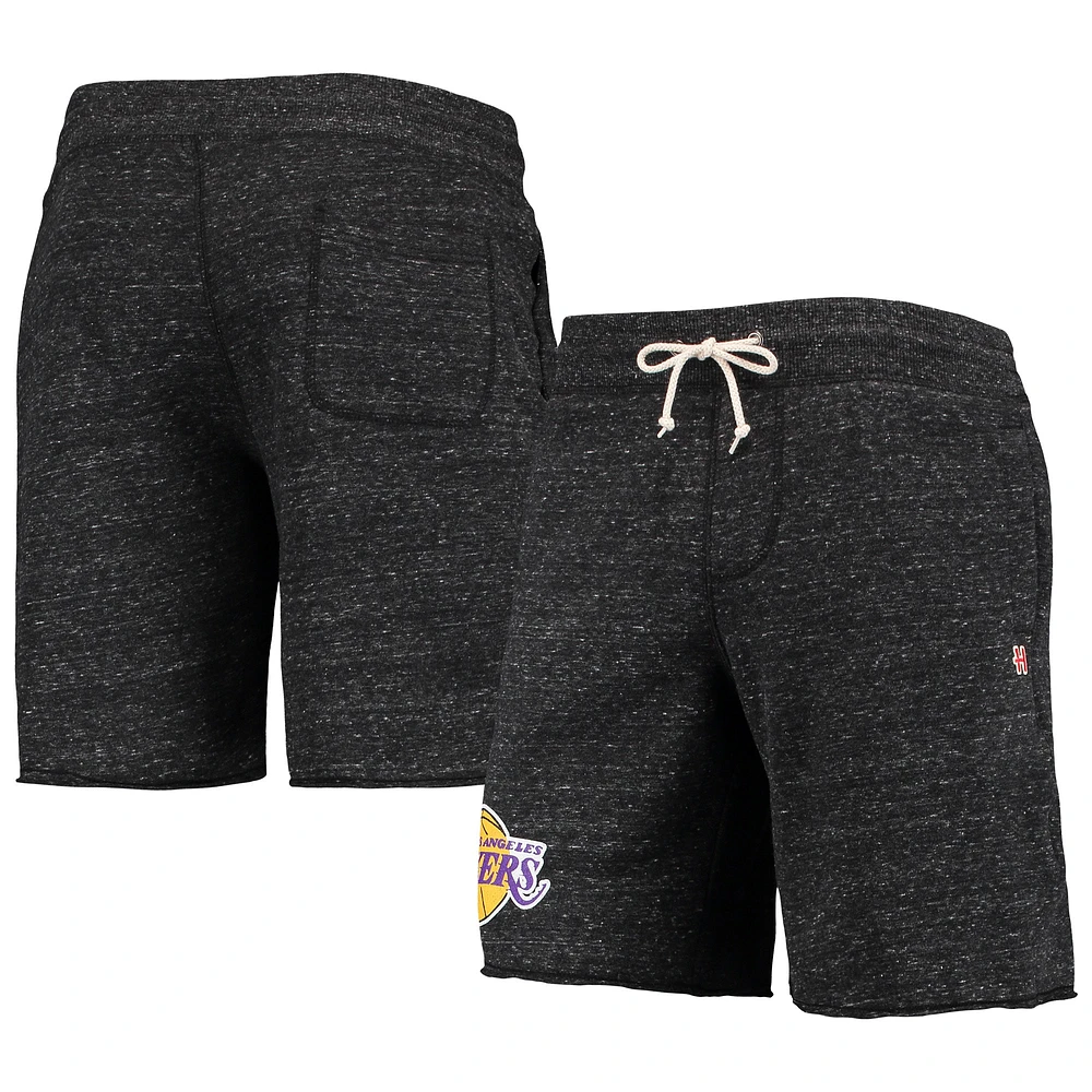 Men's Homage Charcoal Los Angeles Lakers Primary Logo Tri-Blend Sweat Shorts