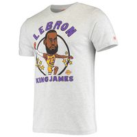 Men's Homage LeBron James Heathered Ash Los Angeles Lakers Caricature Tri-Blend T-Shirt