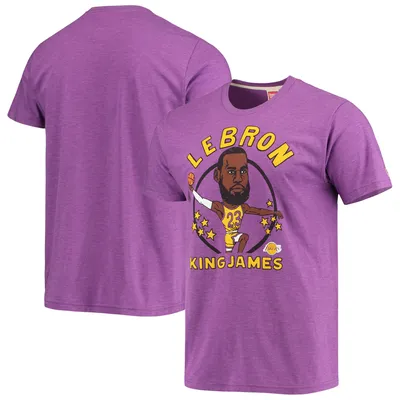 Lebron James Los Angeles Lakers Homage Caricatures Tri-Blend T-Shirt - Heathered Purple
