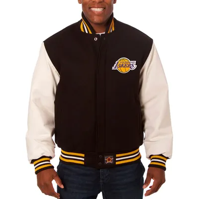 Los Angeles Lakers JH Design Big & Tall Wool Leather Full-Snap Jacket - Black/White