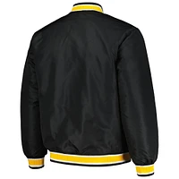 Veste réversible noire à bouton-pression Melton des Los Angeles Lakers JH Design pour hommes