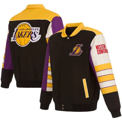 Los Angeles Lakers Starter Youth Raglan Full-Snap Varsity Jacket - Purple