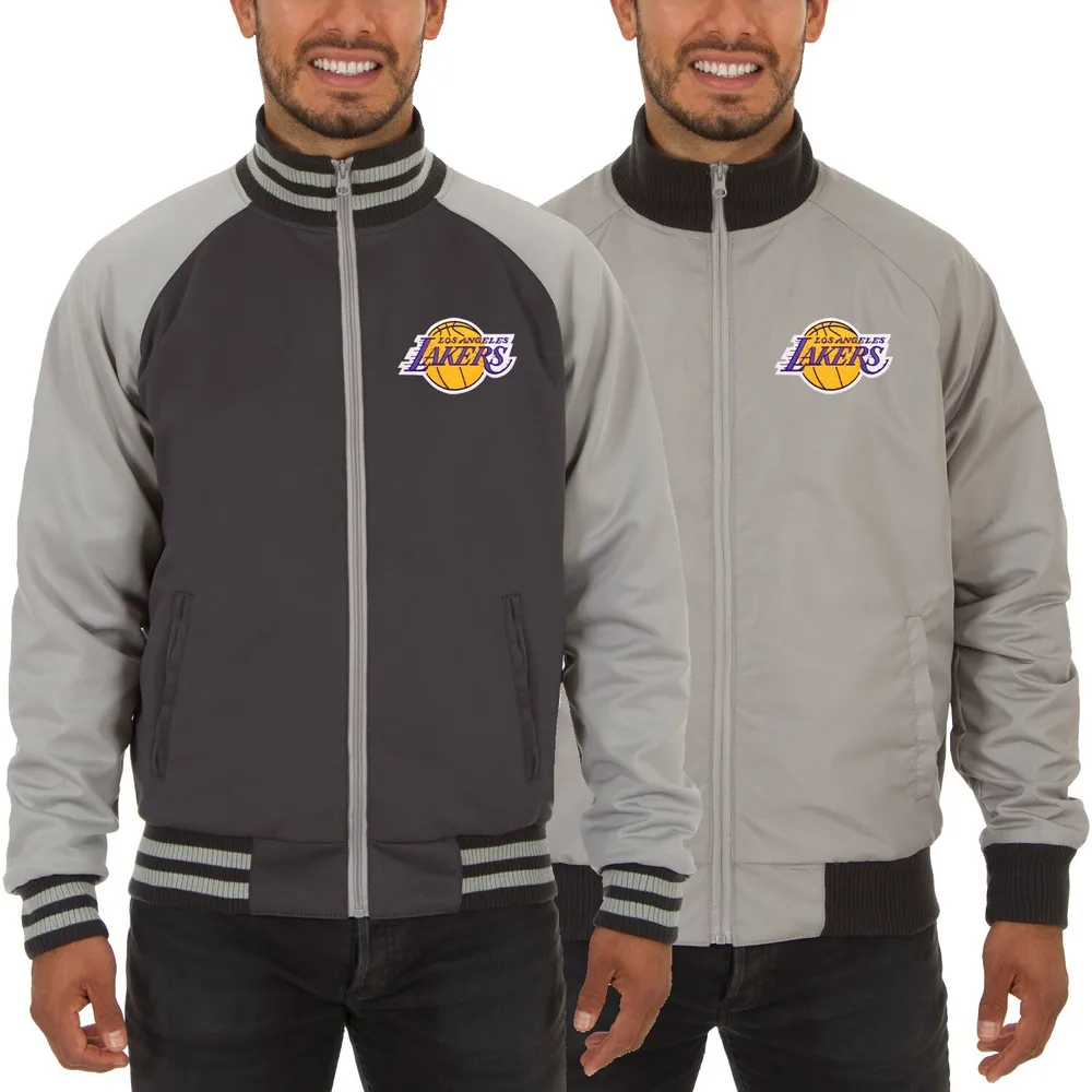 Los Angeles Lakers JH Design Big & Tall All-Leather Logo Full-Snap Jacket - Black