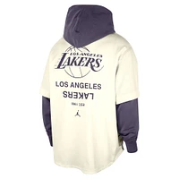 Sweat à capuche Jordan Brand crème/violet Los Angeles Lakers Courtside Statement Edition MVP Jersey pour homme