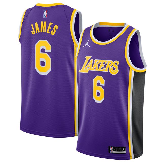 Homme Jordan Brand LeBron James Violet Los Angeles Lakers 2020/21 Swingman - Maillot Édition Statement