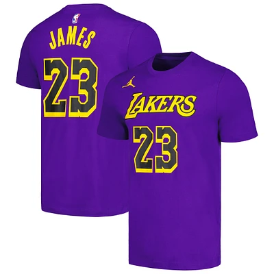 T-shirt violet avec nom et numéro Jordan Brand LeBron James pour homme des Los Angeles Lakers 2022/23 Statement Edition