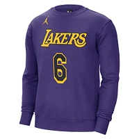 Men's Jordan Brand LeBron James Purple Los Angeles Lakers Statement Name & Number Pullover Sweatshirt