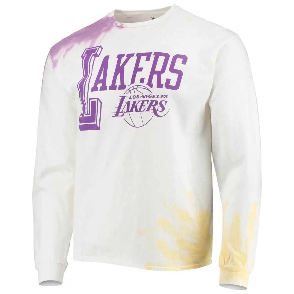 Junk Food Men's Junk Food White Los Angeles Lakers Tie-Dye Long Sleeve T- Shirt