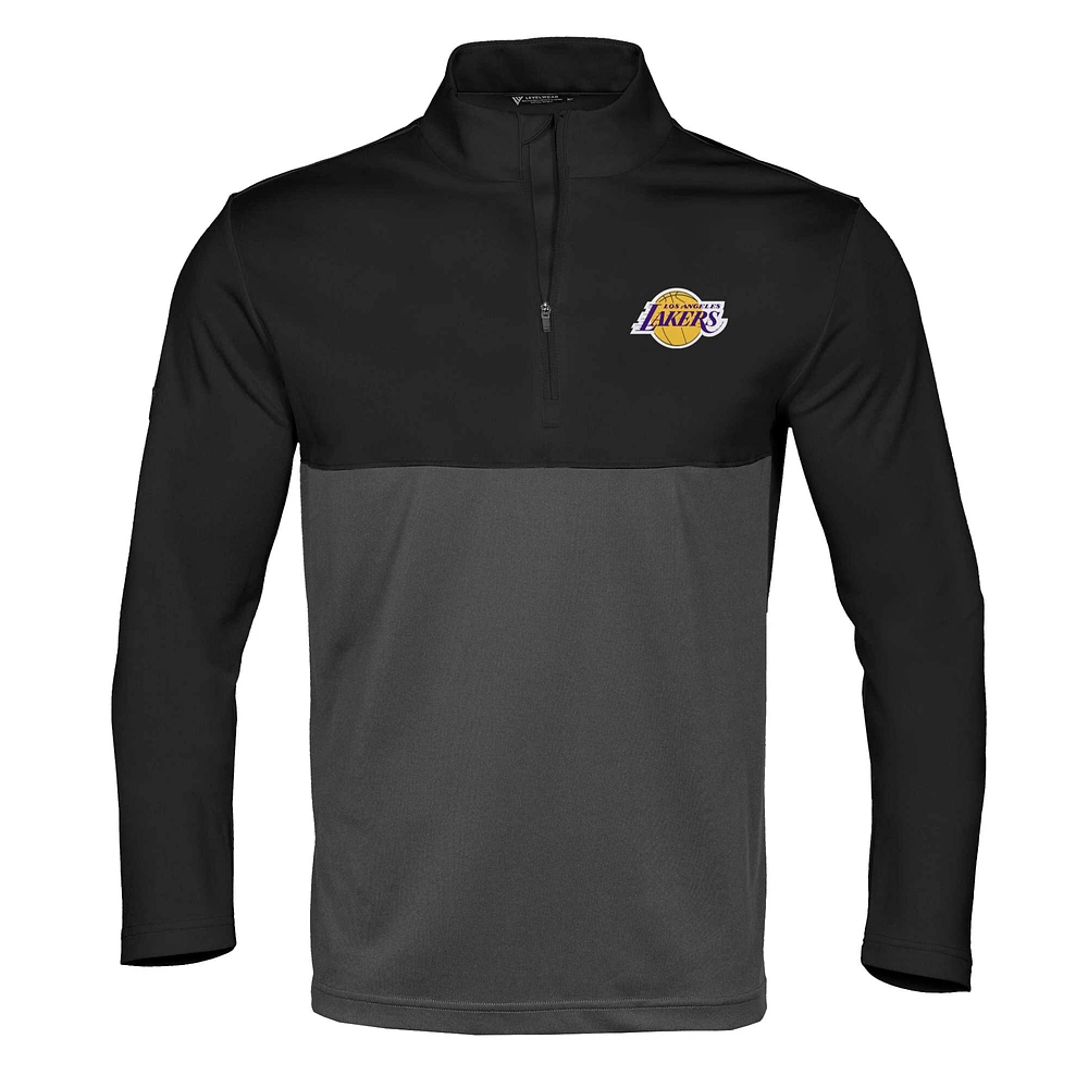 Haut à fermeture éclair quart de tour pour homme Levelwear noir/noir Los Angeles Lakers Pursue