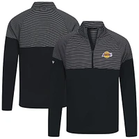 Men's Levelwear Black Los Angeles Lakers Classic Stripes Quarter-Zip Top